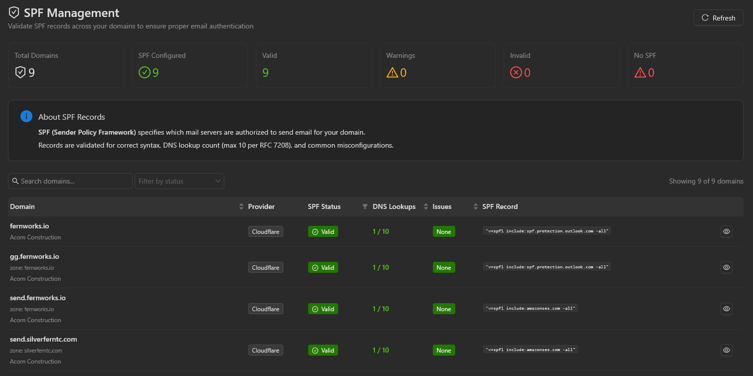 SPF record details and configuration
